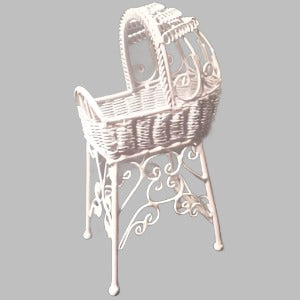 White Wire Baby Bassinet – The Little Doll House