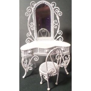 White Wire Dressing Table And Chair