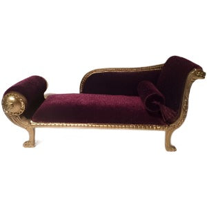 Purple Velvet And Gold Chaise Lounge