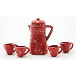 Red Enamelware Coffee Set 6pc