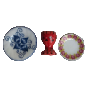 2 Plates & Red Eggcup Set