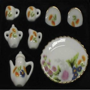 10 Piece Ceramic Tea Set Floral