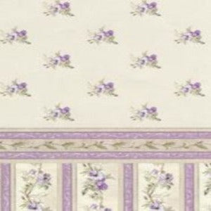 Lavender Stripe/Floral Wallpaper