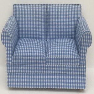 Blue And White Check Sofa