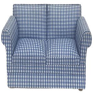 Blue And White Check Sofa