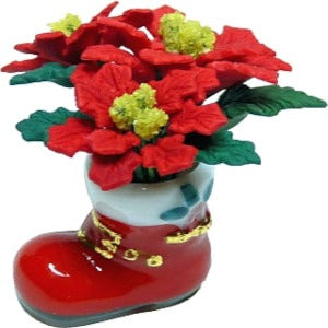 Poinsettia Santa Boot