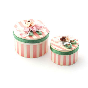 Luxury Pink Stripe Hat Boxes 2pcs