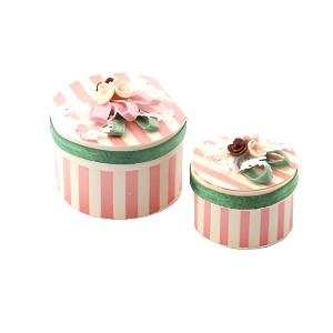 Luxury Pink Stripe Hat Boxes 2pcs