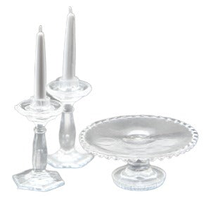 Cake Plate And 2 Candlesticks