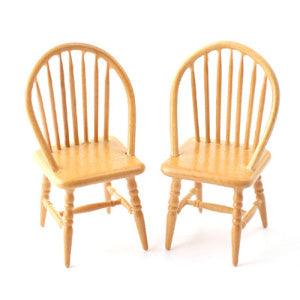 Pair of Pine Spindle Back Chairs