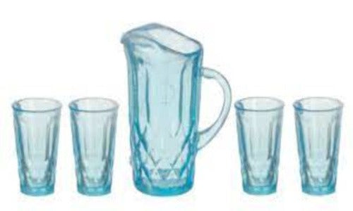 Crystal Pitcher With 4 Tumblers Kit Blue
