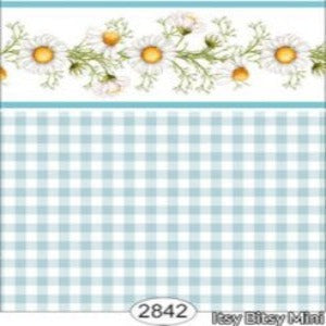 Daisy Blue Border- Check