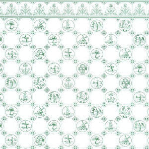 Dutch Tile Wallpaper Green