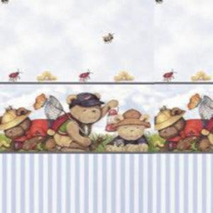 Blue Stripe Teddy Bears Wallpaper