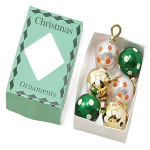 Christmas Ornaments In A Green Box
