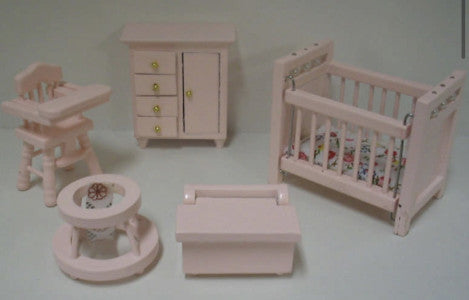 1: 24 Scale Nursery Furniture Set Pink 5pcs