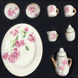 10 piece Ceramic Tea Set Pink Flower