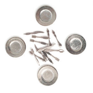 Metal Plate And Cutlery Set
