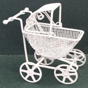 White Wire Pram With Flip Hood