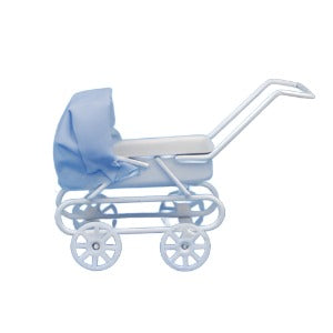 White Pram With Blue Hood