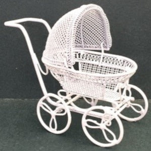 White Wire Pram With Flip Hood