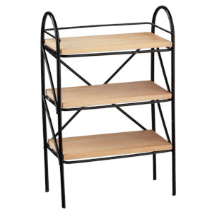 Black Wire Shelf With Wooden Shelves