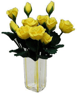 12 Yellow Roses In a Vase