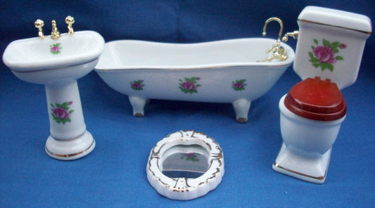 Bathroom Set With Pink Roses