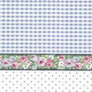 Blue Check /Floral Wallpaper
