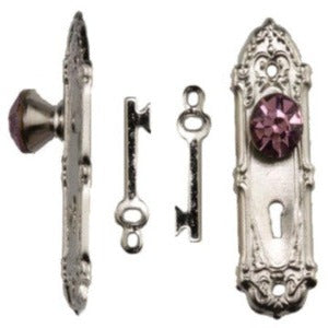Door Handle With Purple Crystal Knob 1 Pr