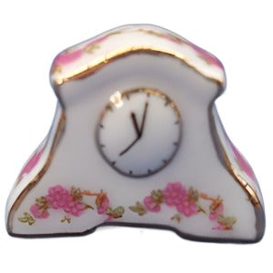 Mantle Clock Pink Flowers