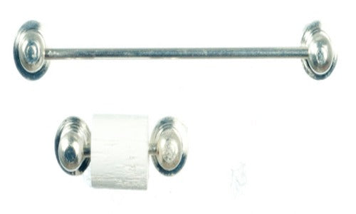 "Silver' Towel Rail And Roll Holder